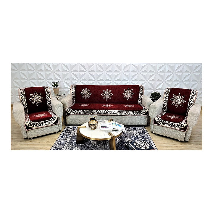 MHF Sofa Slip Cover Divine (Maroon) - Set Of 6 : 1 Unit