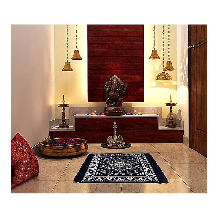 MHF Velvet Polyester Aasan Mat - Blue : 1 Unit
