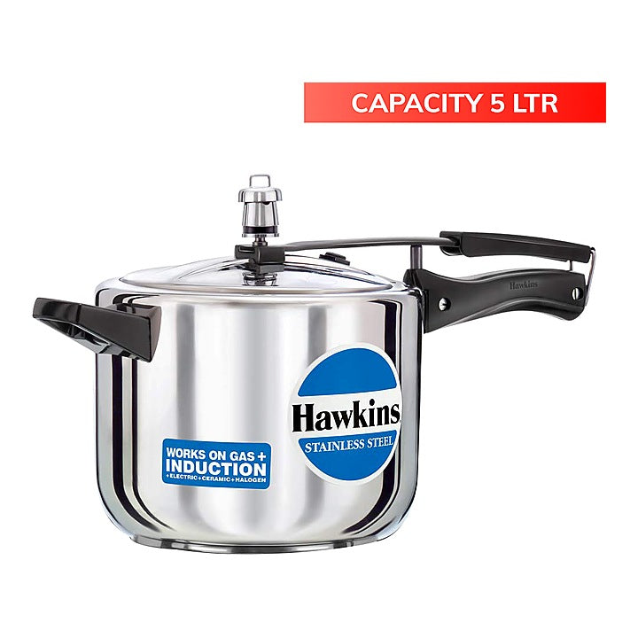 Hawkins Stainless Steel Inner Lid Pressure Cooker (HSS50) - 5 L : 1 Unit