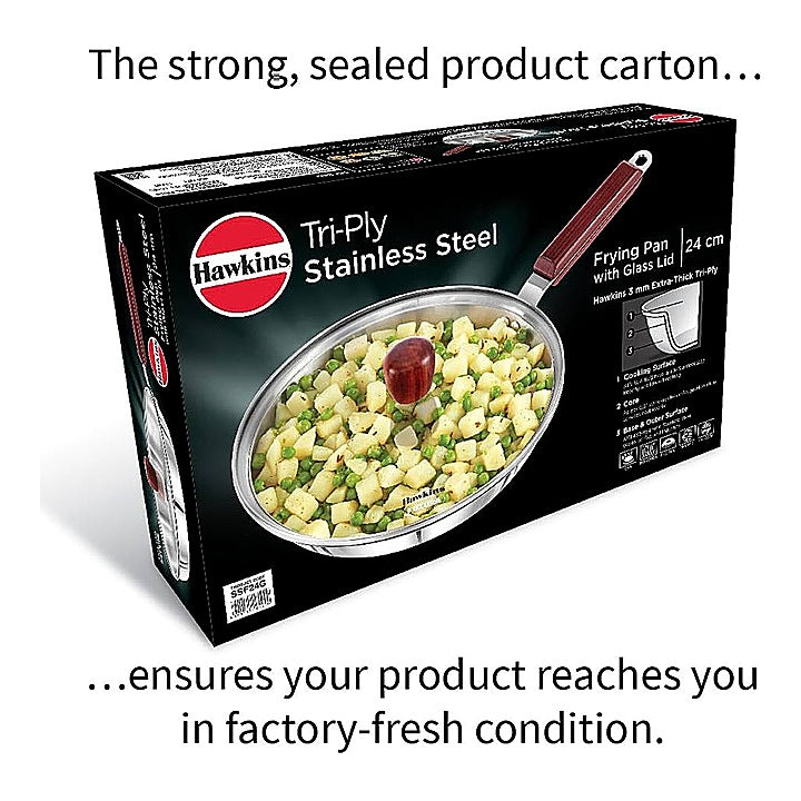 Hawkins Stainless Steel Triply Frying Pan With Glass Lid - 24 cm : 1 Unit
