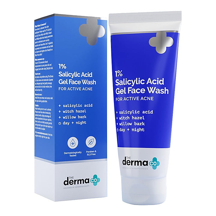 The Derma Co 1% Salicylic Acid Gel Face Wash For Active Acne : 100 ml