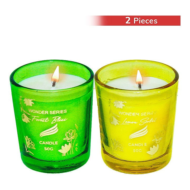 Pan Aromas Wonder Series Shot Glass Candle - Green & Yellow : 2 Pieces