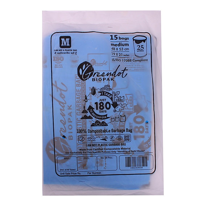 Bio Compostable Blue Garbage Bag - 19X21 Inches : 15 Bags