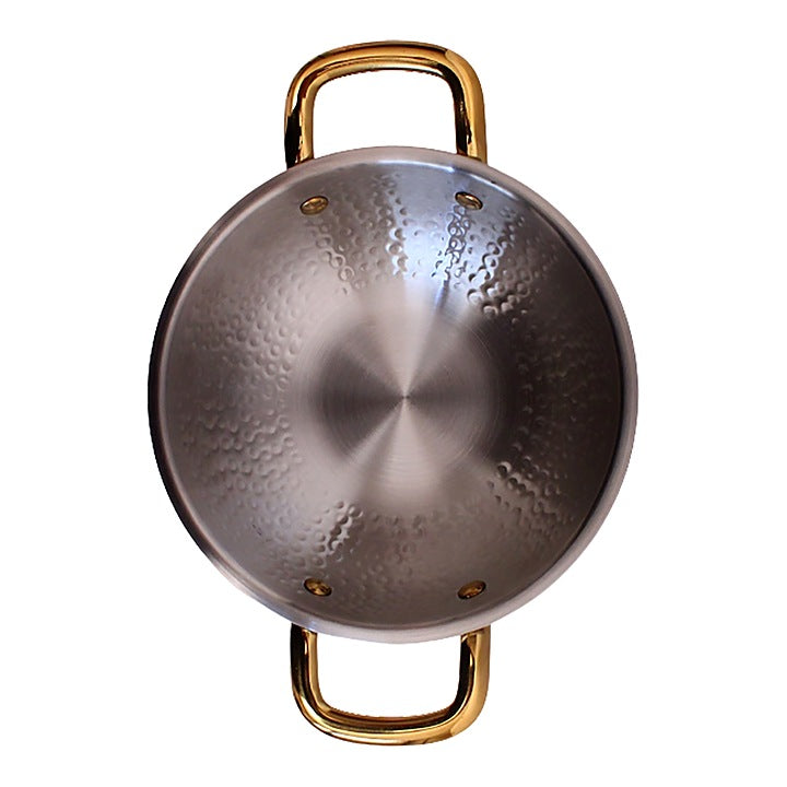 Stainless Steel Triply Kadai With Gold PVD Coating Handle - 20 cm : 1 Unit