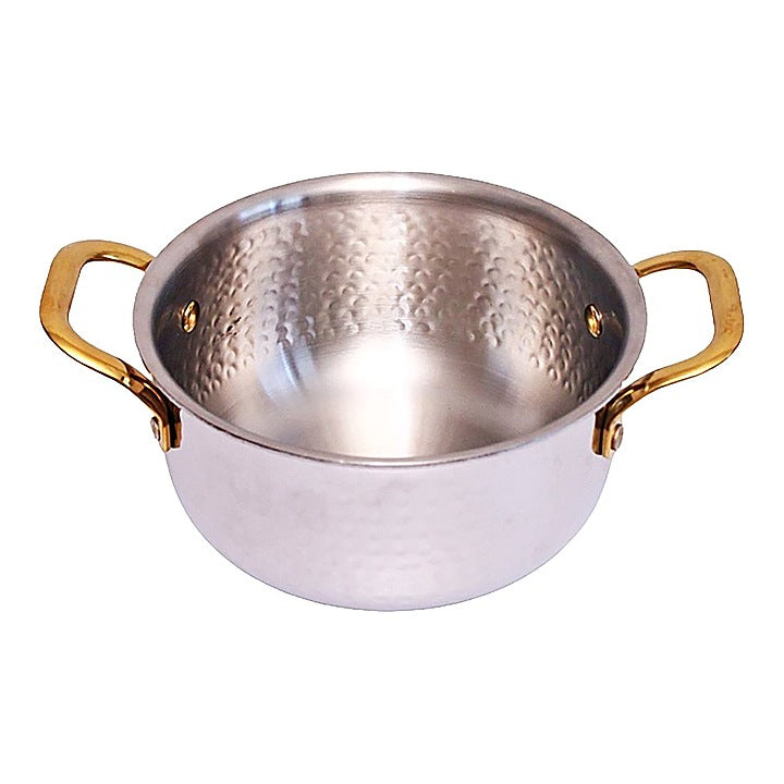 Stainless Steel Triply Casserole With Gold PVD Handle : 18 cm