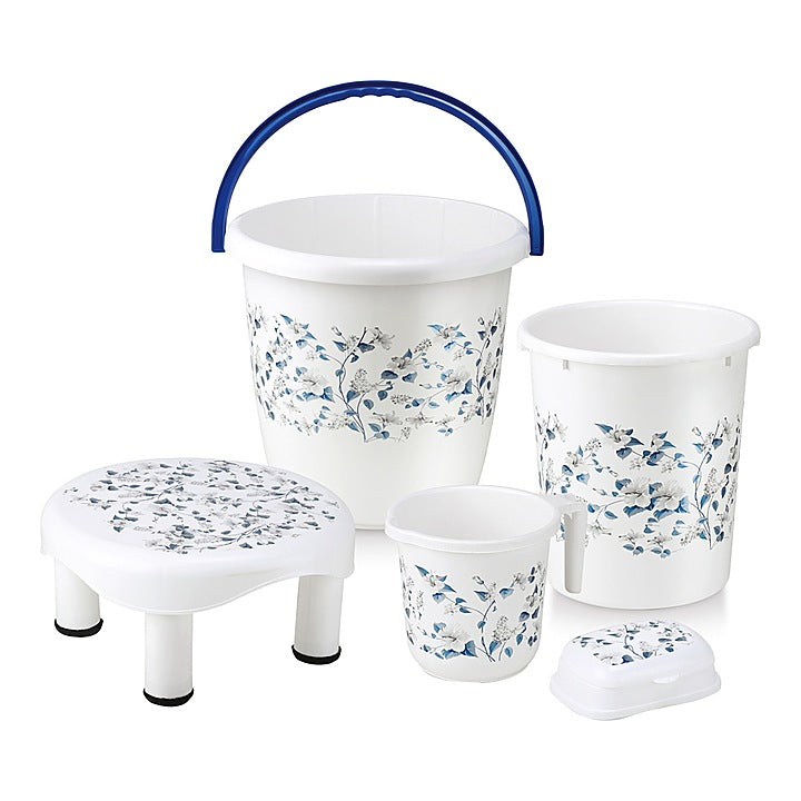 Joyo Plastic Bathroom Set (Blue) - Set of 5 : 1 Unit