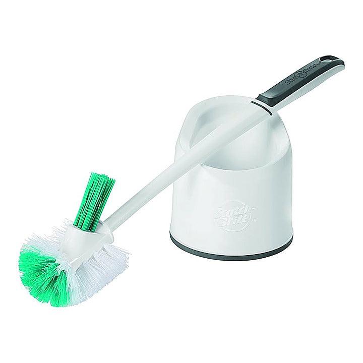 Scotch Brite Toilet Bowl & Rim Brush With Caddy - White & Turquoise : 1 Unit