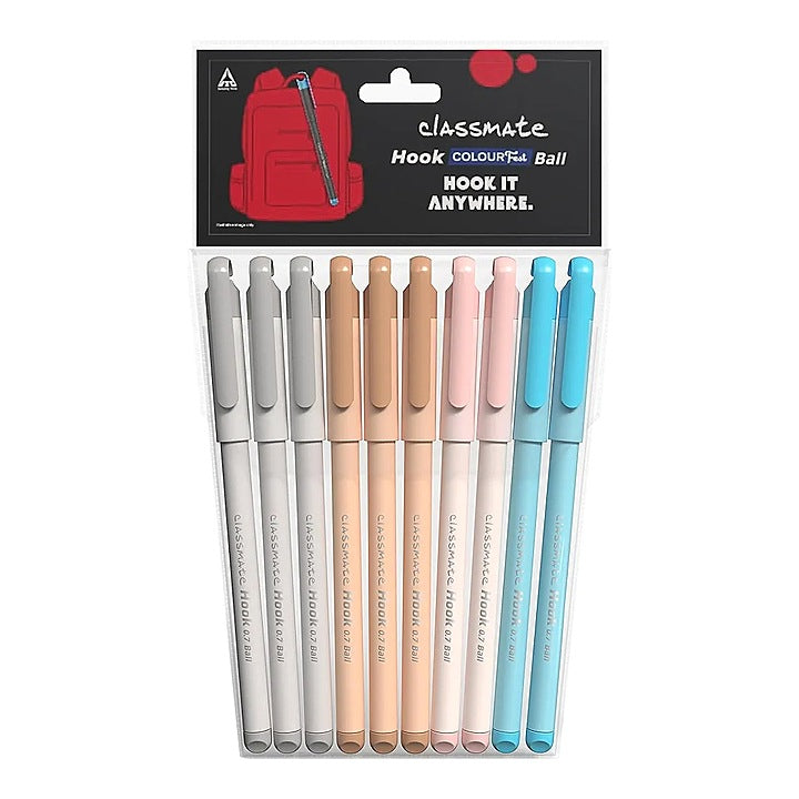 Classmate Hook Ball Pen Colourfast - 10 Pieces : 1 Unit