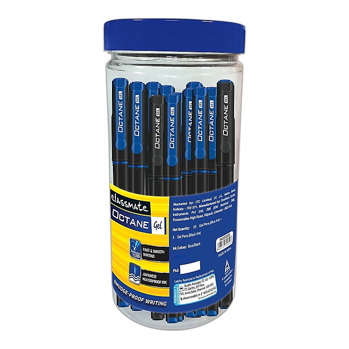 Classmate Octane- Blue and Black Gel Pens Jar : Pack of 25