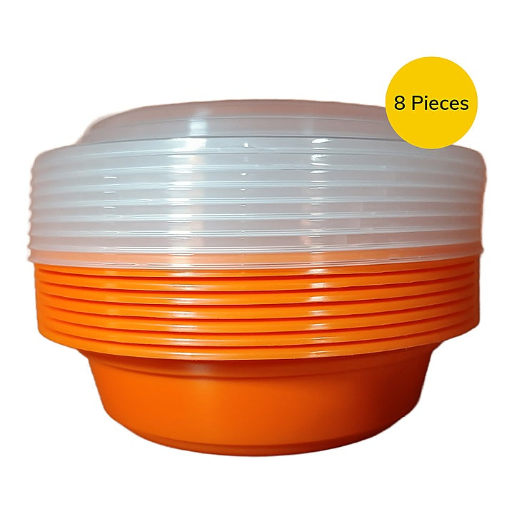 Vinay Trading Orange Flat Container (480 ml) - Set of 8 : 1 Unit