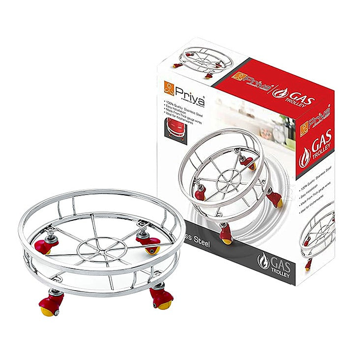 Priya Stainless Steel Gas Trolley With Wheels - 12 Inches : 1 Unit