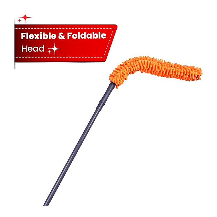 Chakaachak Multipurpose Microfiber Duster - Grey & Orange : 1 Unit