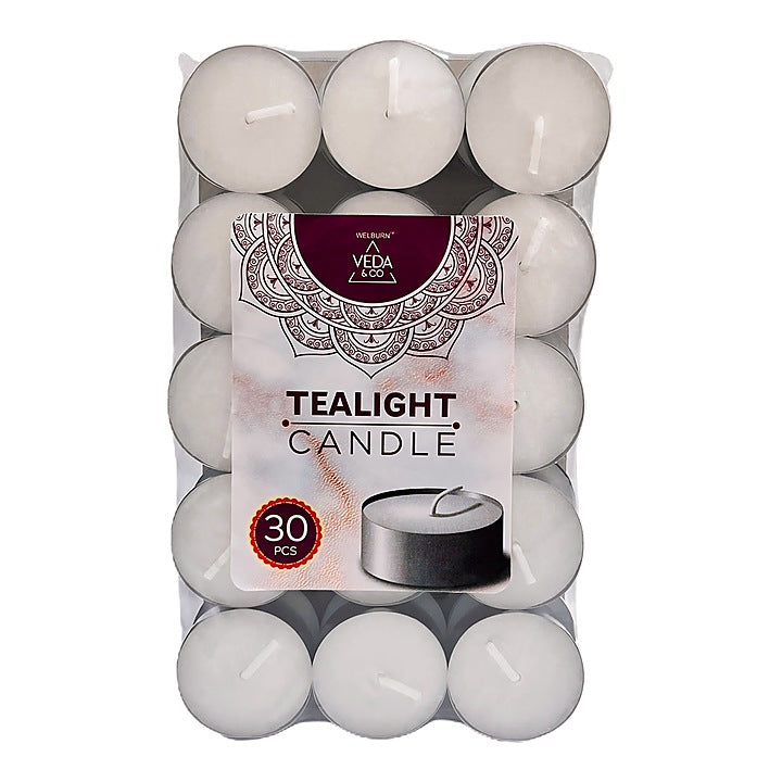 Welburn Veda & Co Unscented Tealight Candle : 30 Piece