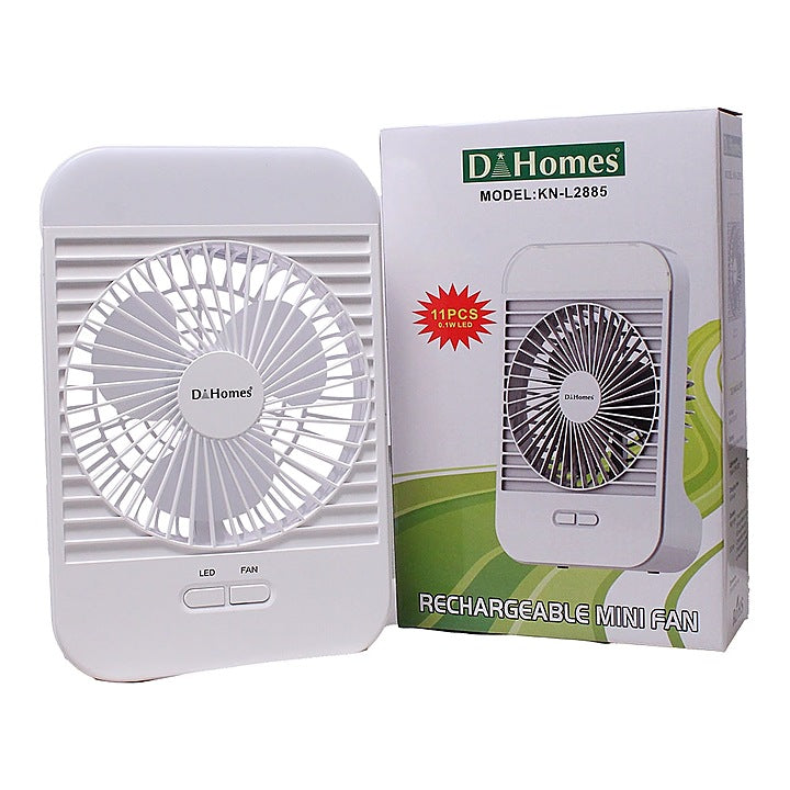 D Homes Rechargeable mini Table Fan with Led light - KN-L2885 : 1 Unit