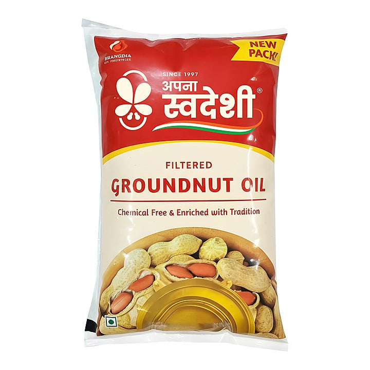 Swadeshi Filtered Groundnut Oil Pouch : 910 g