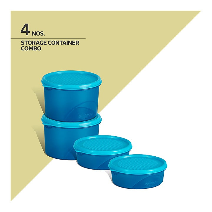 Belocopia Round Plastic Containers (Blue) CFS0020 - Set of 4 : 1 Unit