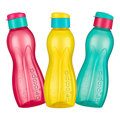 Belocopia Hiero Flip Plastic 2 Colour Water Bottle (1L) Multi Colour (NYB) CWB0012 - Set Of 3 : 1 Unit