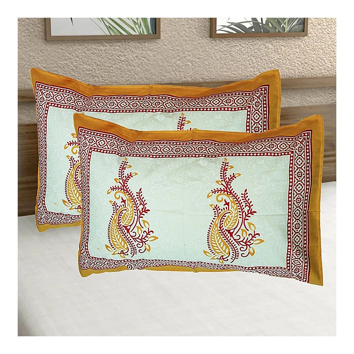 Sheetal World Cotton Pillow Cover - Yellow D6 (43x68 cm) Set Of 2 : 1 Unit