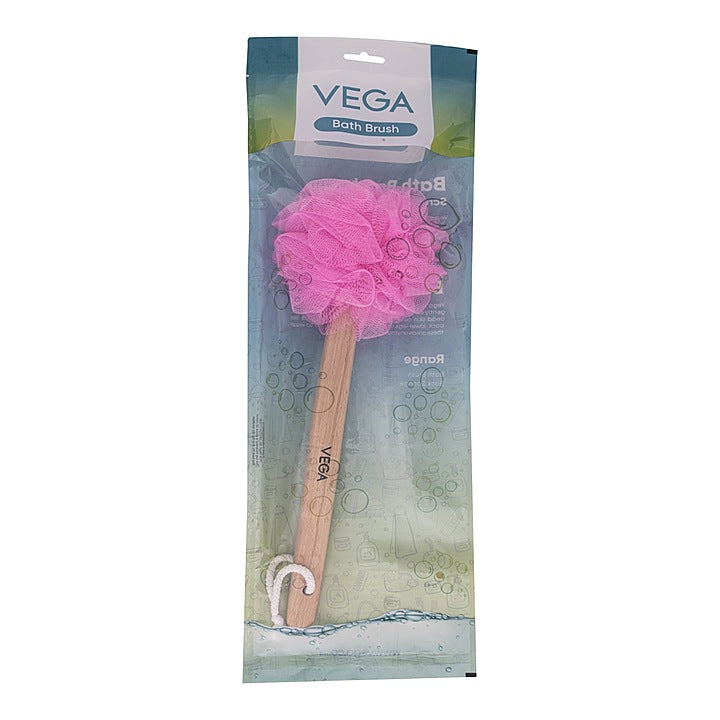 Vega Wooden Handle Bath Brush (BA-1/6) Pink : 1 Unit