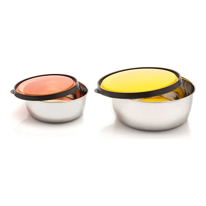 SignoraWare Elegant Steel Round Containers (1000 ml + 625 ml) - Set of 2 : 1 Unit