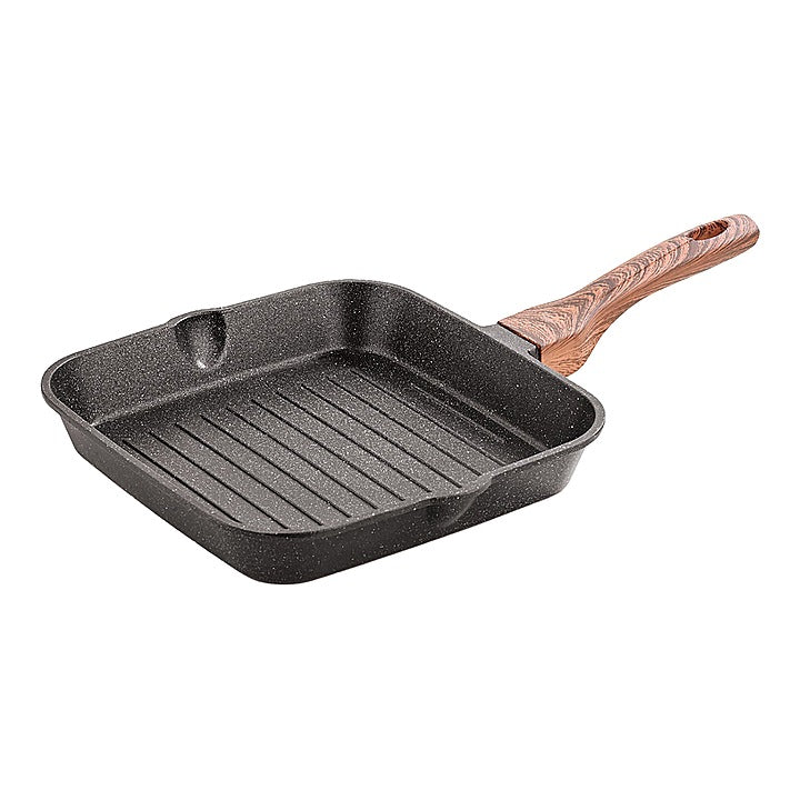 Bombay Kookware Non-Stick Small Granite Grill Pan- Black : 22 cm