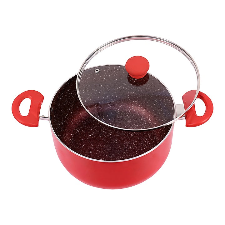 Bombay Kookware Non-Stick Casserole With Glass Lid- Red : 24 cm