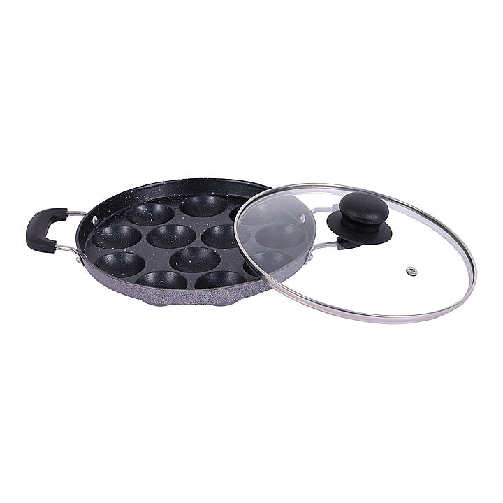 Bombay Kookware Non-Stick Appam With Glass Lid- Grey : 26 cm