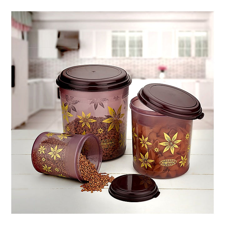 Asian Stylo Pack Round Containers - Brown : 3 Container
