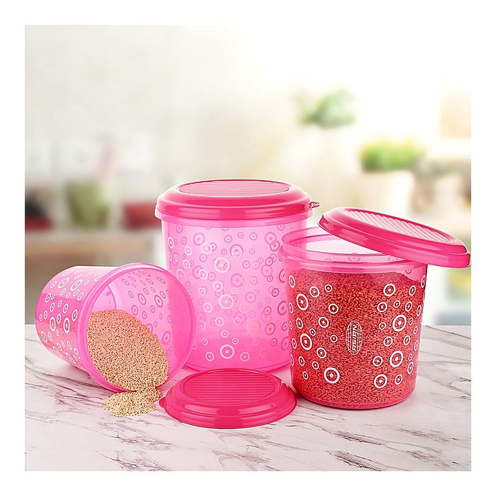 Asian Super Stylo Pack Round Containers Pink - 3 Container : 1 Unit