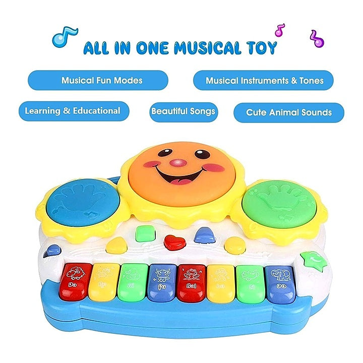 Toyshine Sun Shape Drum Keyboard Musical Toy - Multicolour : 1 Unit
