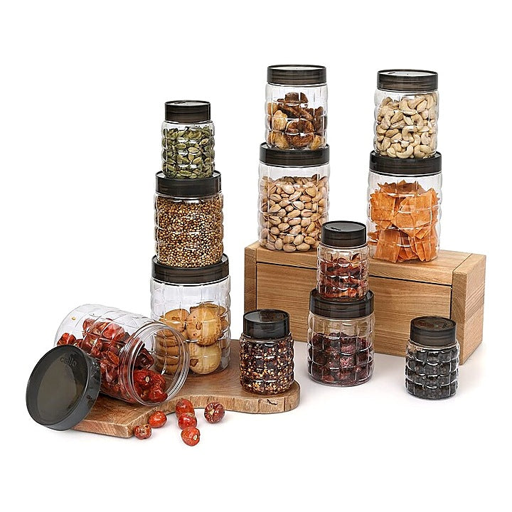 Cello Checkers Plastic Airtight Container - Set Of 12 : 1 Unit