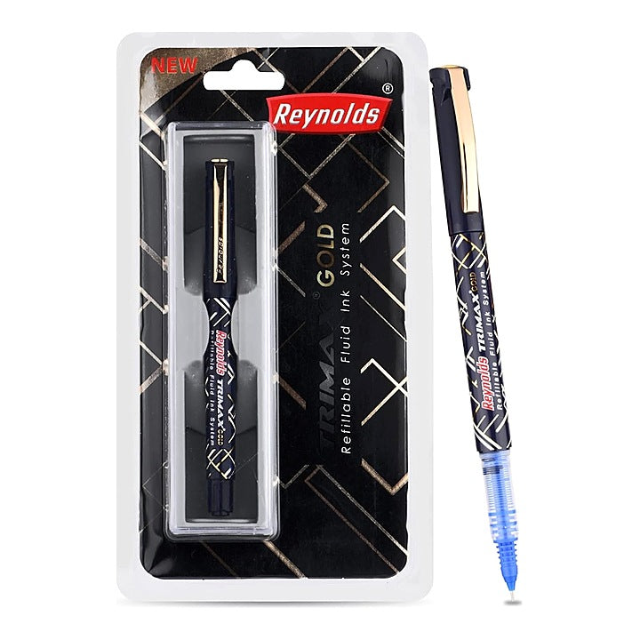 Reynolds Trimax Gold Blister Blue Ball Pen : 1 Unit