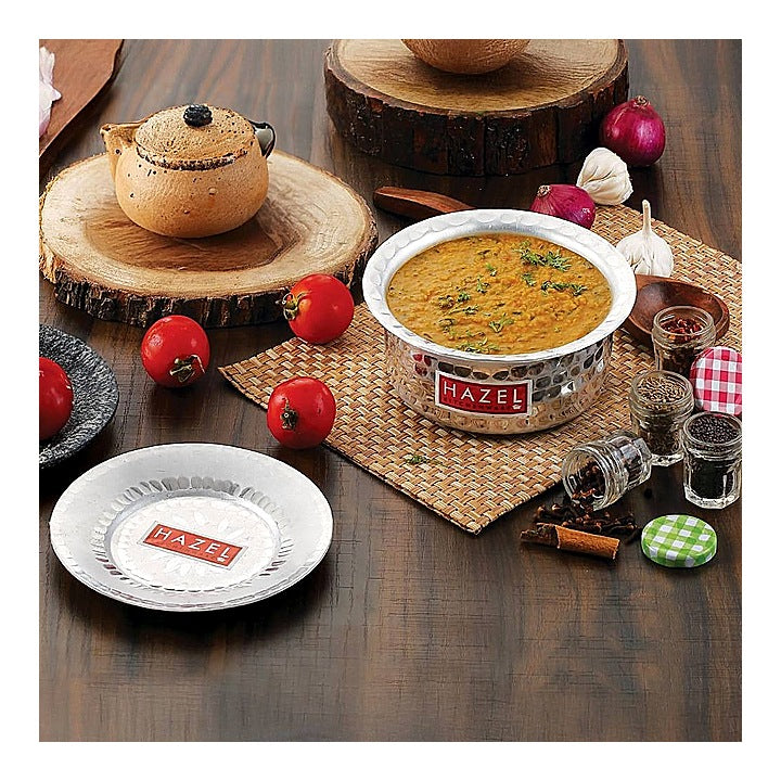 HAZEL Aluminium Hammered Tope With Lid - 1300 ml : 1 Unit