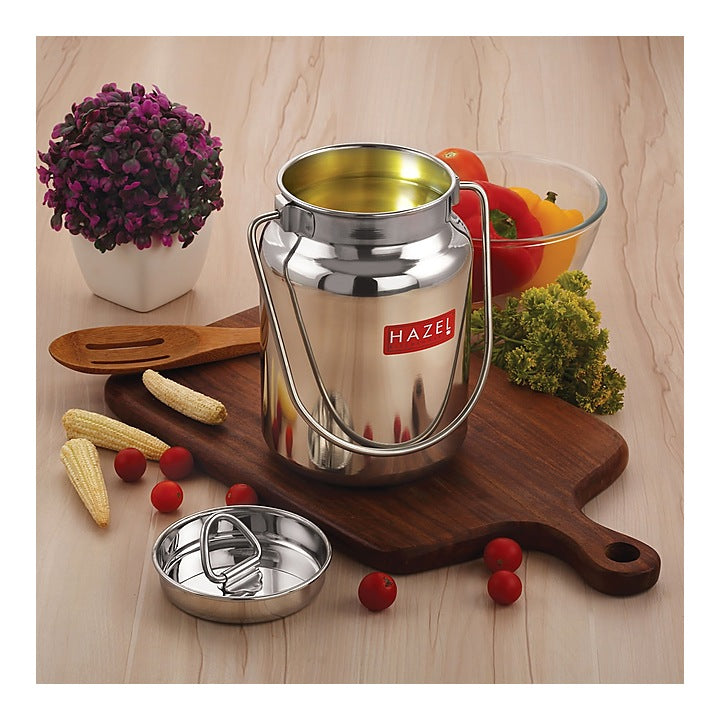 HAZEL Stainless Steel Oil And Ghee Air Tight Container : 1 Unit