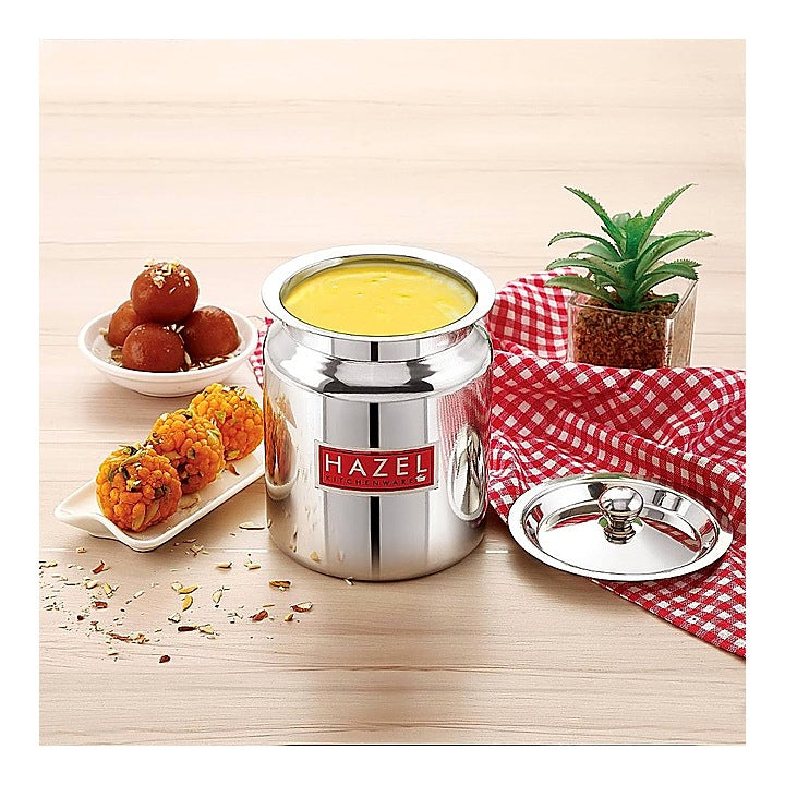 HAZEL Stainless Steel Oil Ghee Container - 400 ml : 1 Unit