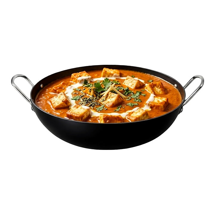 KYYTE Iron Sheet Metal Kadai With Stainless Steel Handle - Black : 24 cm
