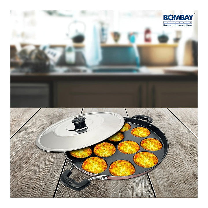 Bombay Kookware Non-Stick Appam 12 Cavity - Maroon : 1 Unit