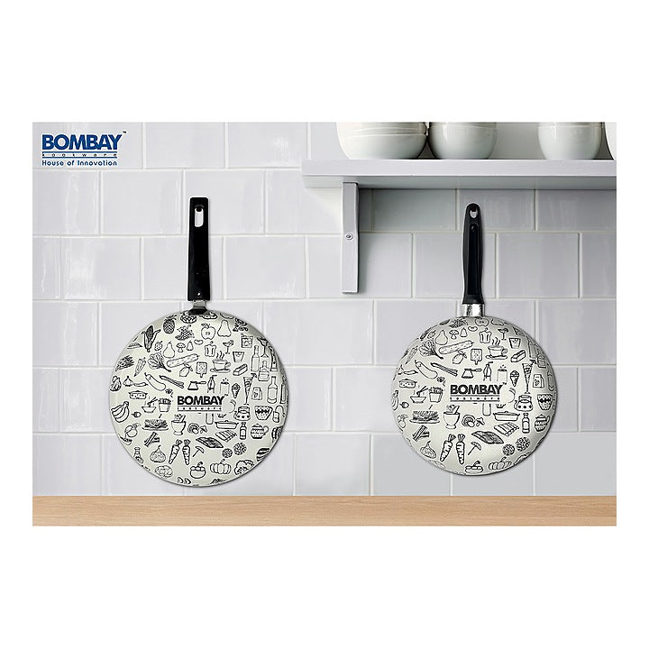 Bombay Kookware Non-Stick Kala Kruti Fry Pan & Dosa Tawa Ivory - 2 Pieces : 1 Unit