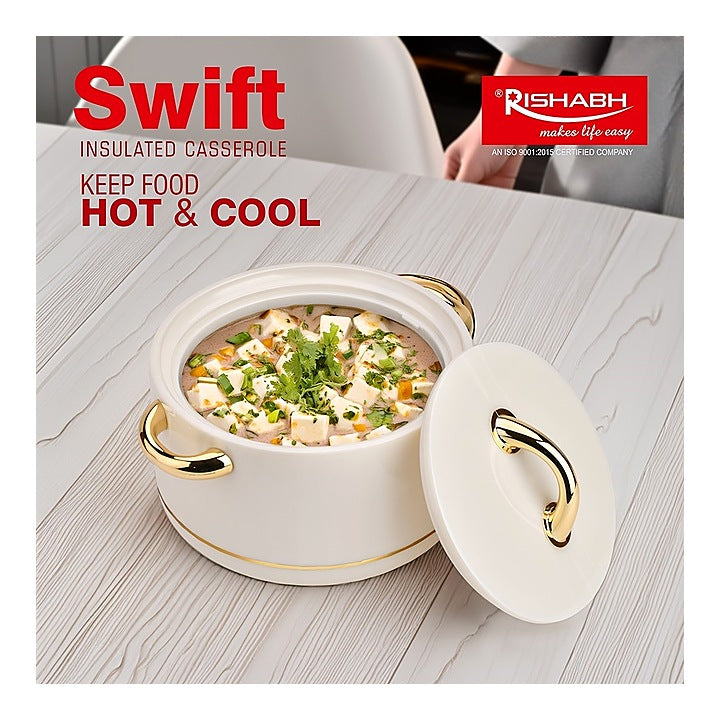 Rishabh Swift Insulated Casserole - Pearl White : 1.9 L