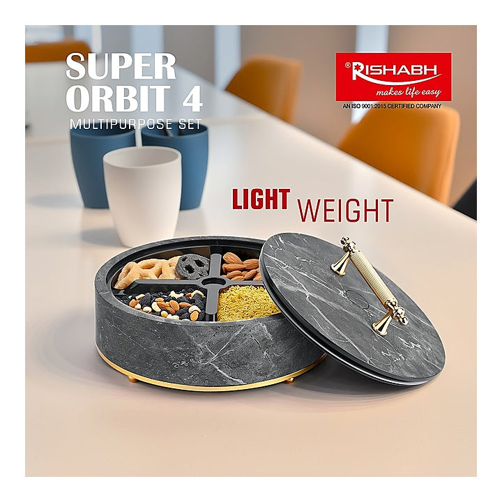 Rishabh Super Orbit 4 Multipurpose Container (Dry Fruits Box) - Grey : 1 Unit