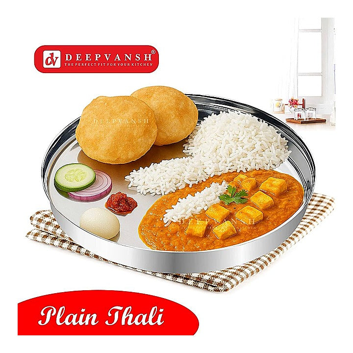 Deepvansh Stainless Steel Plain Thali - 25 cm : 1 U