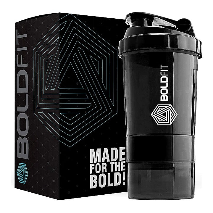 Boldfi Gym Spider Shaker Bottle With Extra Compartment (500 ml)- Black : 1 Unit