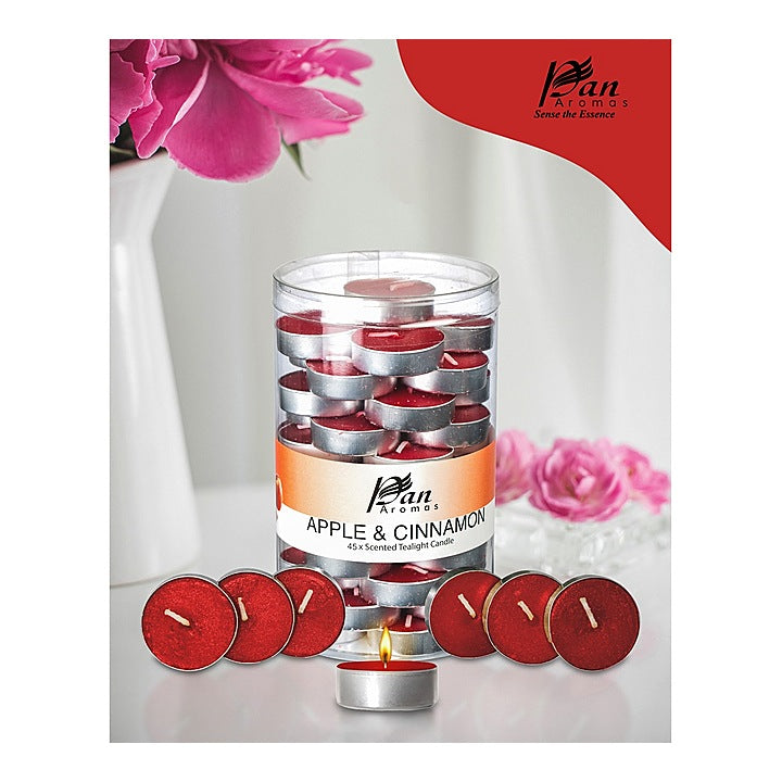 Pan Aromas Scented Tealight Candle Apple & Cinnamon : 45 Pieces