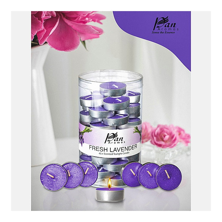 Pan Aromas Scented Tealight Candle Fresh Lavender : 45 Pieces
