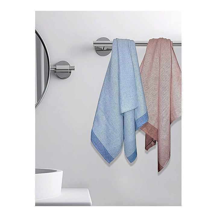 Athom Living Aster Bath Towel (Maroon & Navy Blue) 75x150 cm : Set of 2