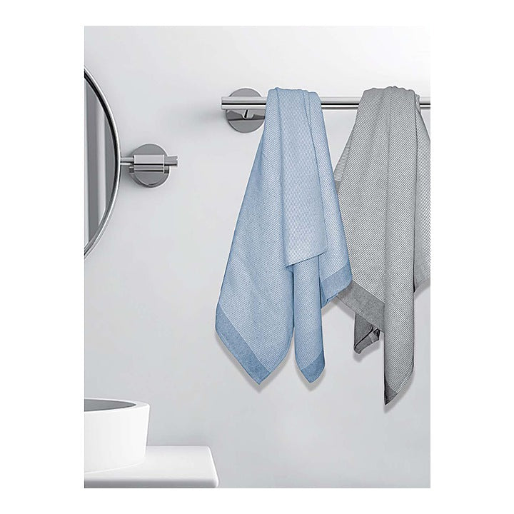 Athom Living Aster Bath Towel (Grey & Peacock Blue) 75x150 cm : Set of 2