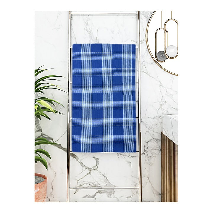 Athom Living Star Checks Bath Towel Blue -75x150 cm : 1 Unit
