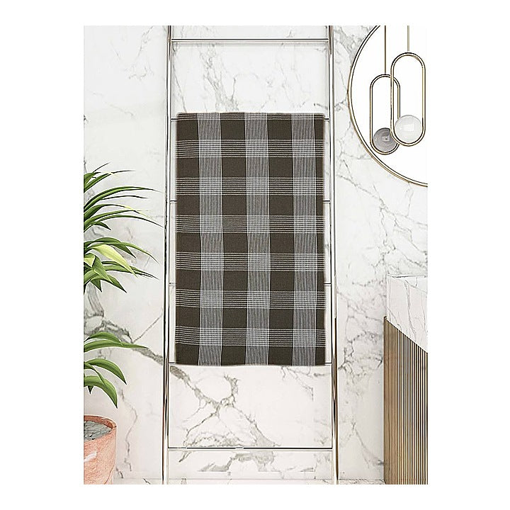 Athom Living Star Checks Bath Towel Grey -75x150 cm : 1 Unit