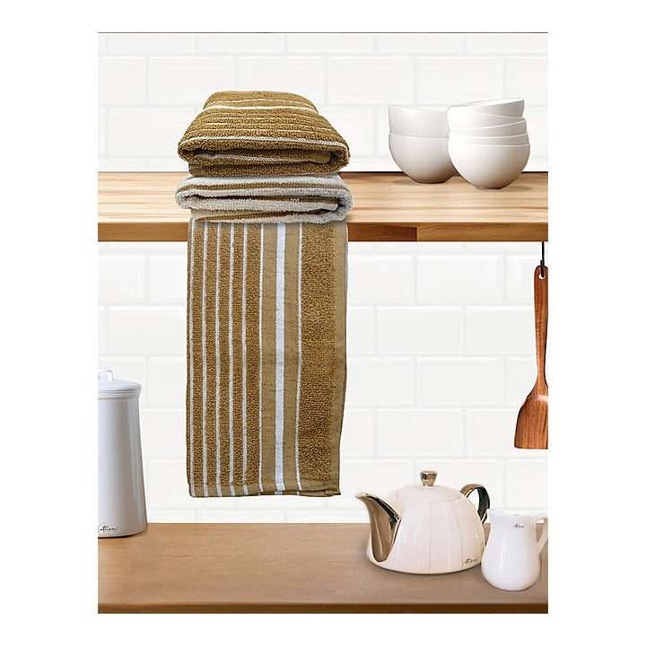 Athom Living Hand Towel Stripes Brown - 45x60 cm : Set of 3