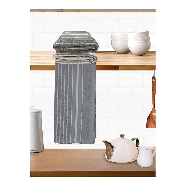 Athom Living Hand Towel Stripes Grey - 45x60 cm : Set of 3